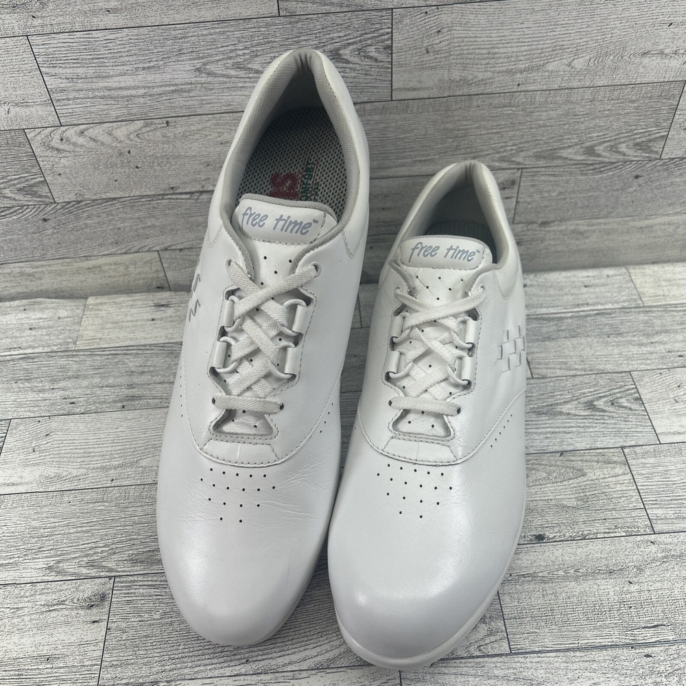 SAS Shoes Womens 12S Free Time White Leather Sneakers Walking Casual Comfort